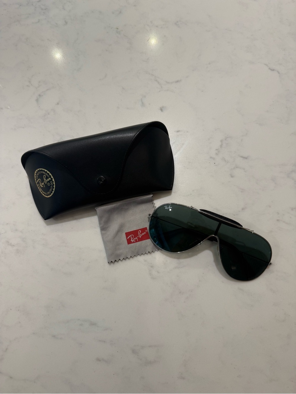 Ray-Ban Aviator Sunglasses in Green Lenses with Silver Frame
